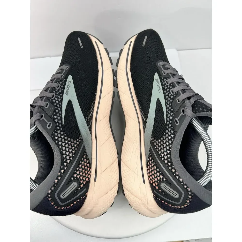 Brooks Ghost 14 Womens‎ Sz 10.5 Black Pink Running Shoes 1203561B026 Sneakers